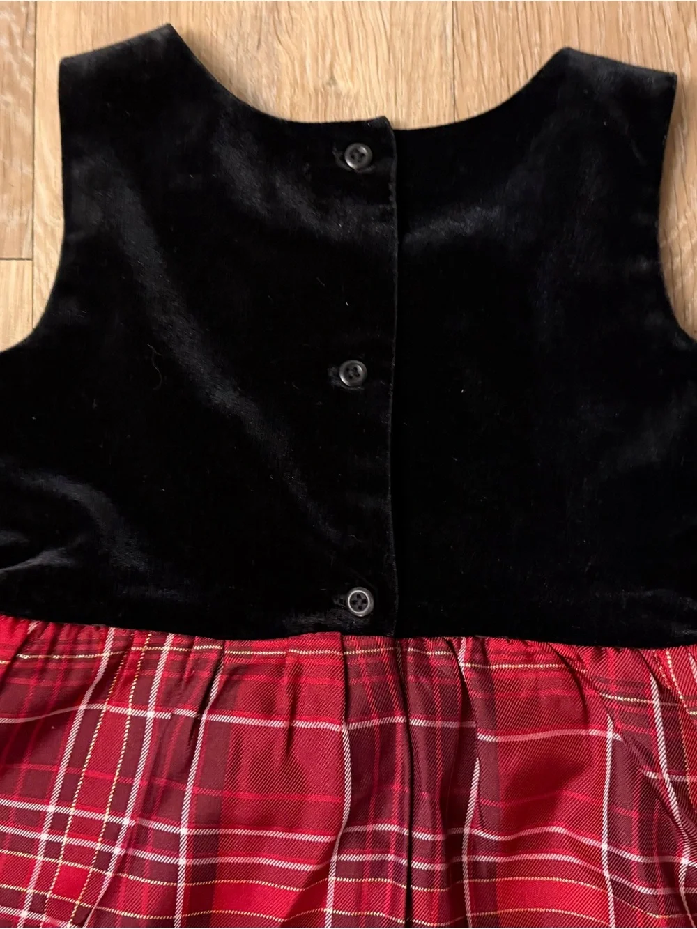 The Children's Place Girl's Size 3T Black Velvet and Red Plaid Holiday Dress